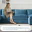 Canapé modulaire en forme de U en chenille bleue avec profondeur d'assise généreuse et coussins doubles, 6 repose-pieds amovibles pour salon de 136 po de profondeur, coussins repose-pieds,-1271990429
