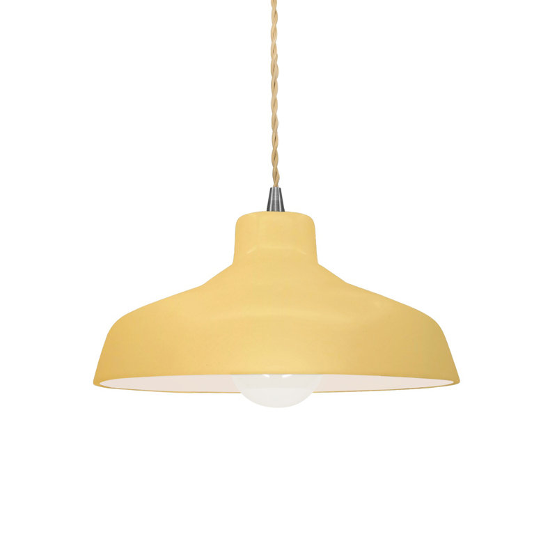 Fallon - Light Dome Pendant, 5.75" H x 11.5" W x 11.5" D, Muted Yellow, Brushed Nickel