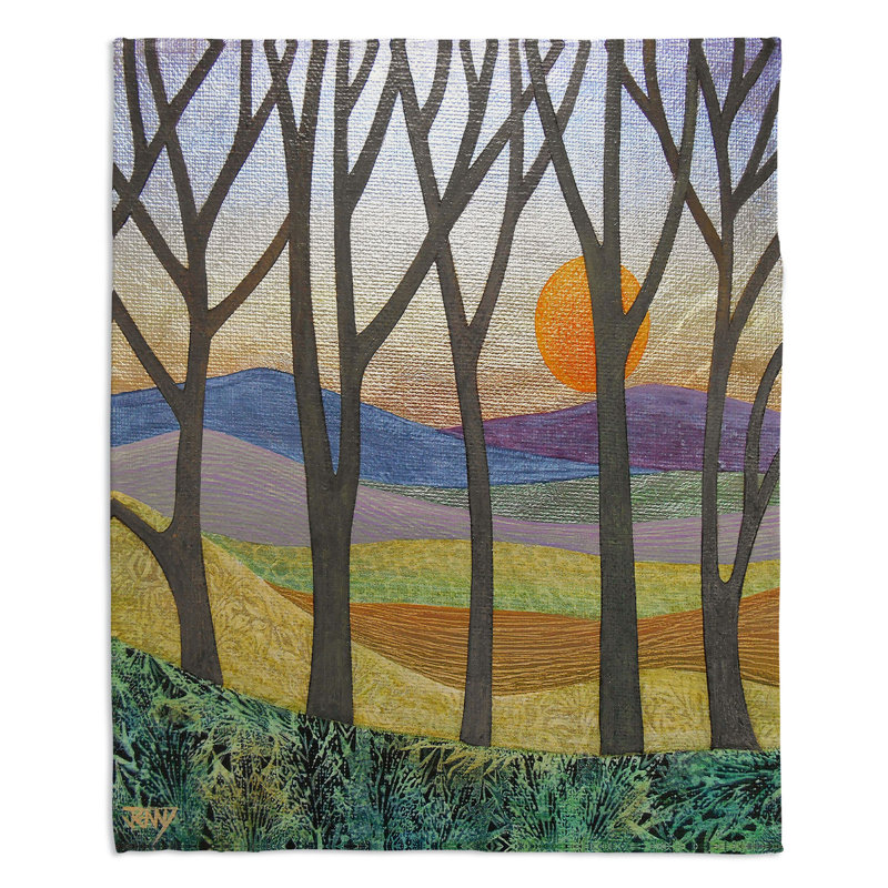Couverture sherpa doux coucher de soleil par-dessus hills, l 51 po x L 60 po