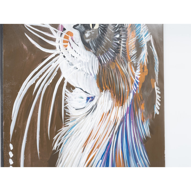 Magnifique œuvre d'art sur toile brune de 47 po x 27 po peinte à la main pour une présentation grandiose
