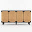 Buffet 59 po avec 5 pieds en bois massif, noir / naturel