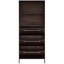 Armoire à chaussures autoportante avec 3 tiroirs rabattables. Rangement de couloir. Couleur unie, finition noyer, poignées en métal. Poignées, rangement spacieux