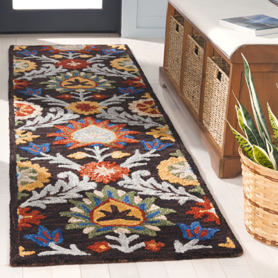 Tapis floral en laine et coton Soojin