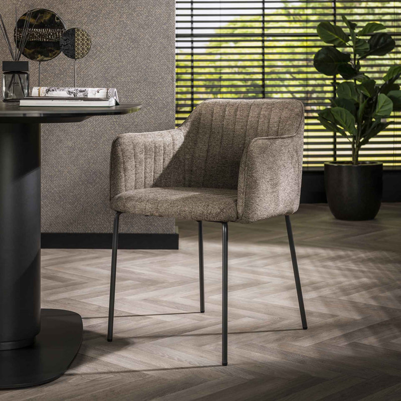 Omni 48cm H Polyester Upholstered Metal Armchair, Taupe