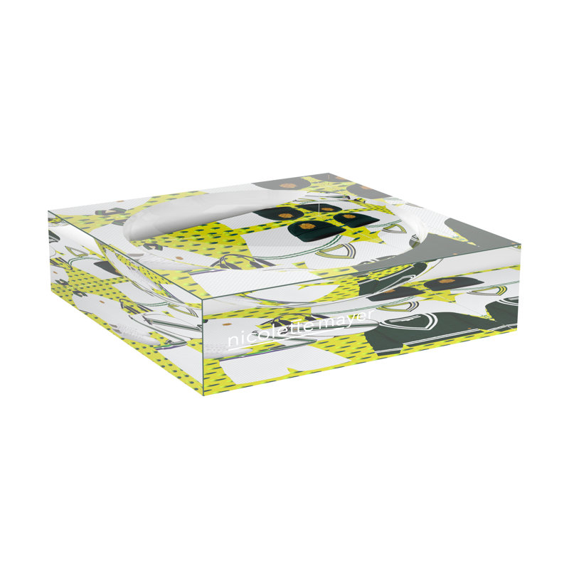 Square Abstract Decorative Tray, 6"W x 6"D x 2"H, Chartreuse Kelly