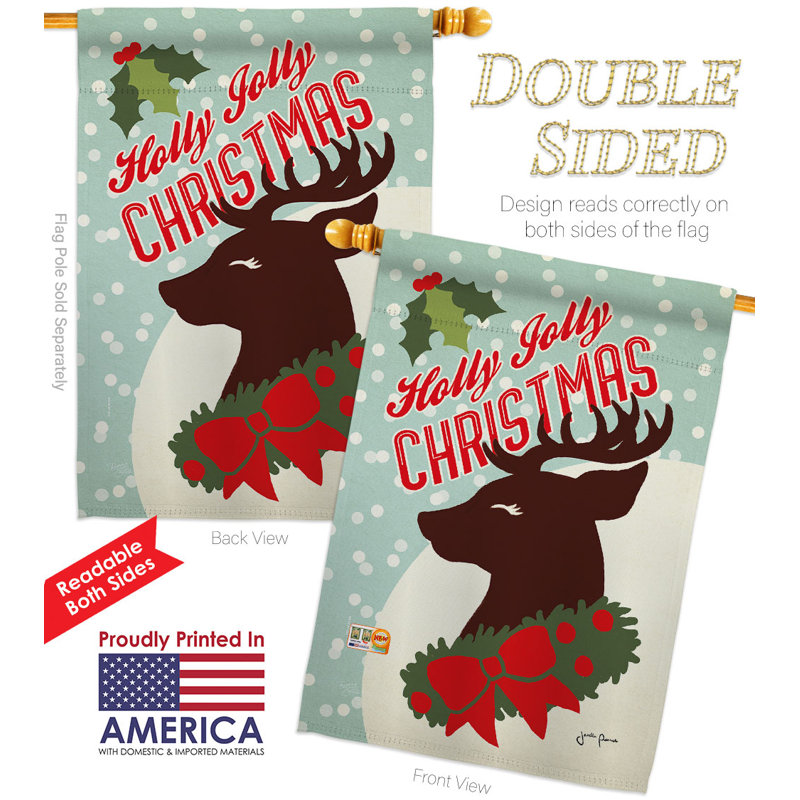 Double Sided 40'' H x 28'' W Polyester Christmas House Flag