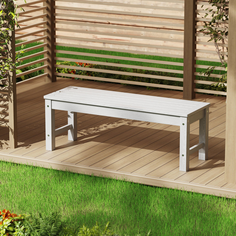 Banc d'extérieur sans dossier, banc de jardin robuste et durable, Blanc, 1