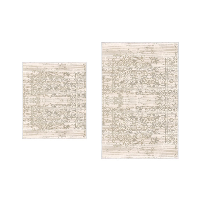Ensemble de tapis de bain 2 pièces McGuffey, Brun / blanc