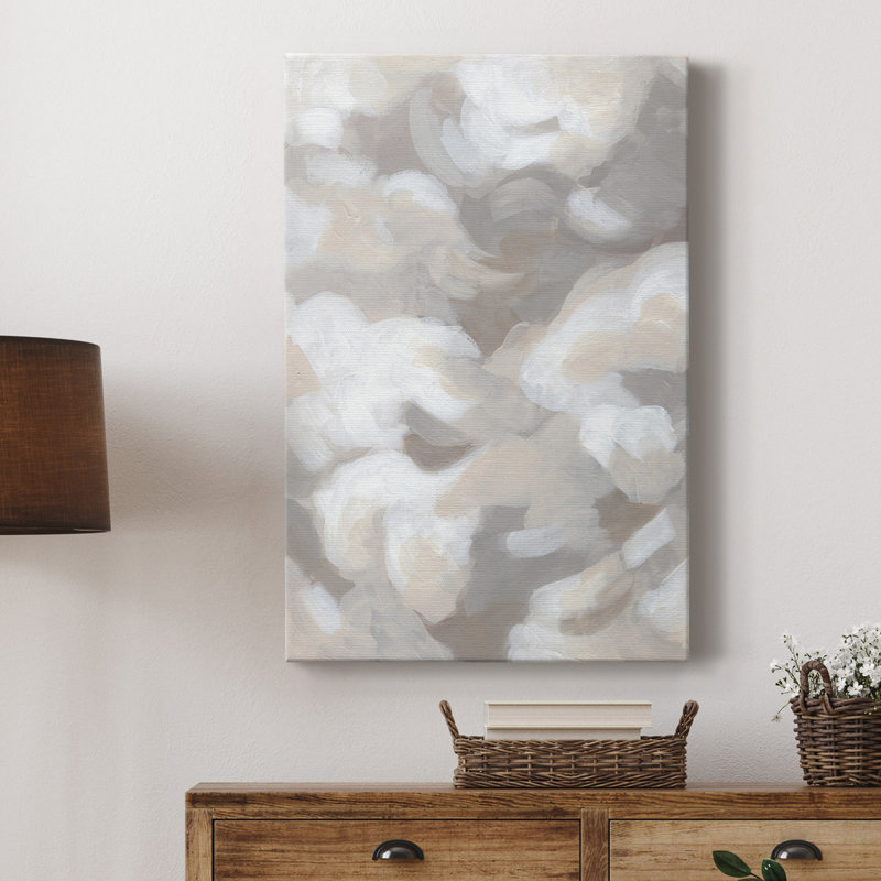 Abstrait Cumulus I, toile tendue avec châssis de qualité supérieure - prête à être accrochée, H 48 po x l 32 po x P 1 po