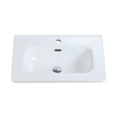 Bb0424y301, lavabo intégré en céramique blanc brillant, bonde et robinet non inclus
