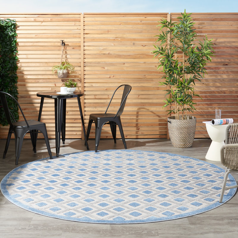 Amamda Geometric Indoor / Outdoor Rug, Round 7'10"