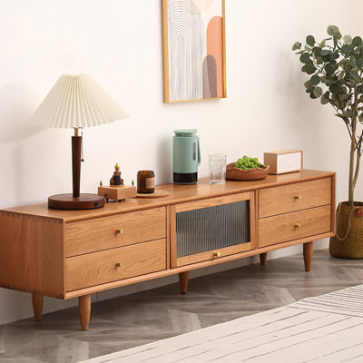Nordic Style Cherry Wood TV Stand