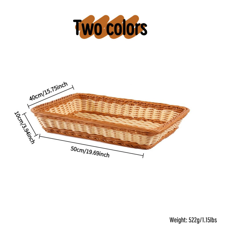 Assortiment de couleurs, deux paquets, assortiment de couleurs, deux paquets, panier de rangement rustique tissé à la main pour les fruits, le pain, les collations et la présentation du marché - Matériau en PP durable, résistant à la moisissure pour une utilisation durable