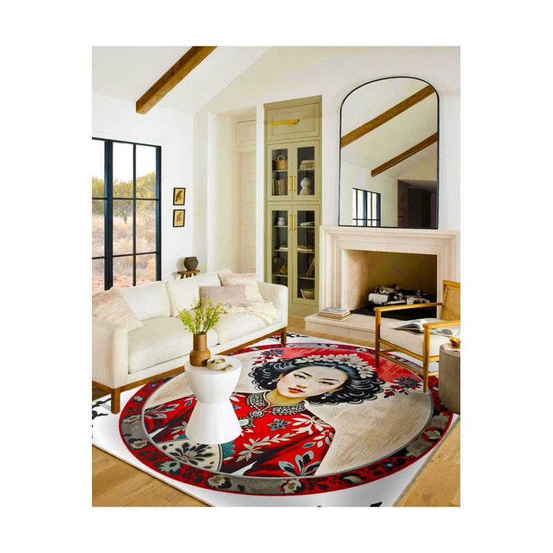 Tapis rond lavable moderne Modern, Sous-tapis rond 4 pi 11 po inclus