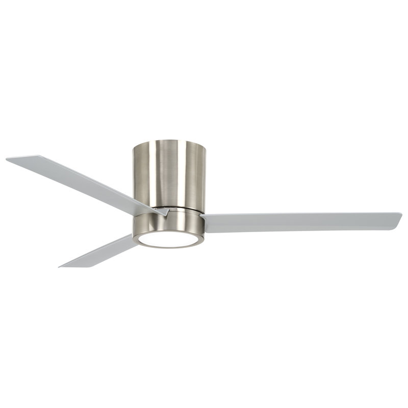 52'' 3 - Blade LED Propeller Ceiling Fan with Remote Control and Light Kit Included, Brushed Nickel