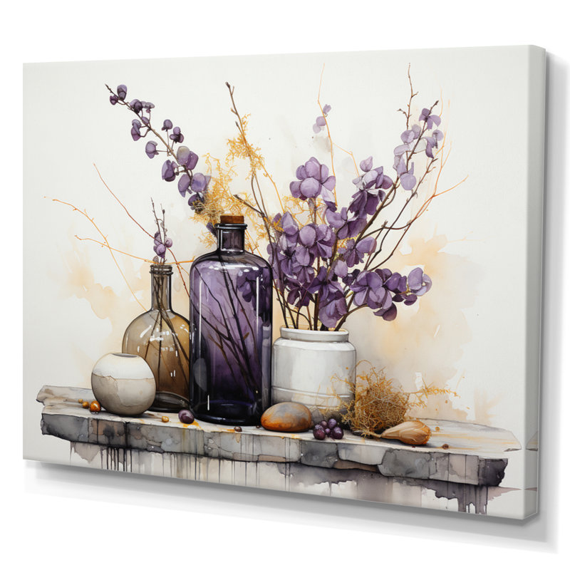 Purple Beige Minimalism Balance And Contrast - Minimalism Wall Art, 24" H x 32" W x 1" D, Wrapped Canvas