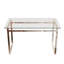 Table de salle à manger 51 "moderne en verre rectangulaire minimaliste pour 4 à 6 personnes avec plateau en verre trempé de 0,31" et pieds en métal chromé argenté, bureau de table d'écriture, pour la cuisine, le salon et la salle à manger (0 dégât)-134754553