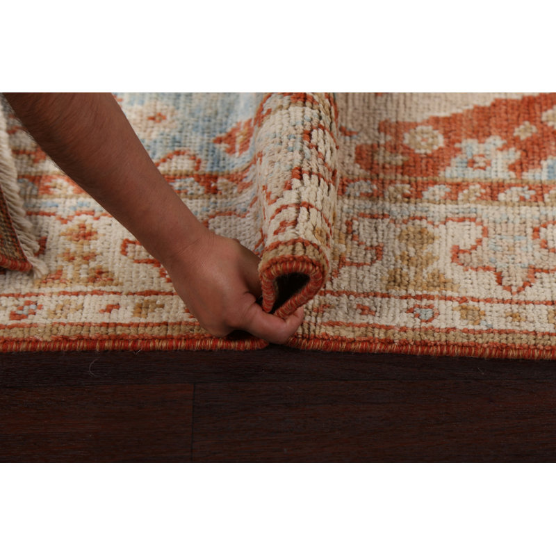 Tapis rouille en laine noué à la main de conception unique 3 pi 1 po x 5 pi 1 po