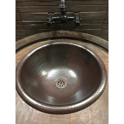 14" Round Copper Bath Sink, Wine & Whiskey Barrel Sink
