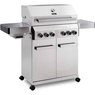 COSMOGRILL 4 - Burner Freestanding 55000 BTU BTU Gas Grill with Side Burner and Cabinet