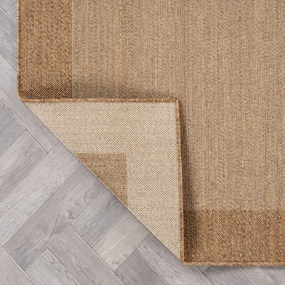 Tapis tissé à plat à motif géométrique en jute sable intérieur / extérieur facile à entretenir