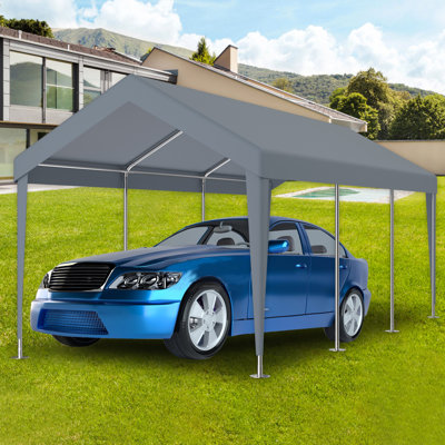 Housse de remplacement pour auvent 12 x 20 pi, housse imperméable et protégée contre les rayons UV avec 76 boucles élastiques pour l'abri de garage, cadre non inclus, gris