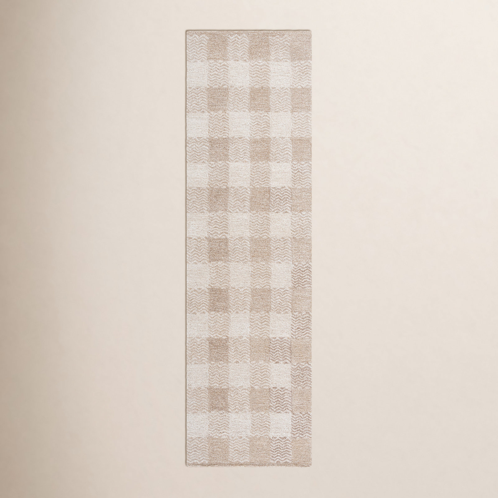 Hand-Tufted Wool Checkered Rug, Runner 2'3" x 8'