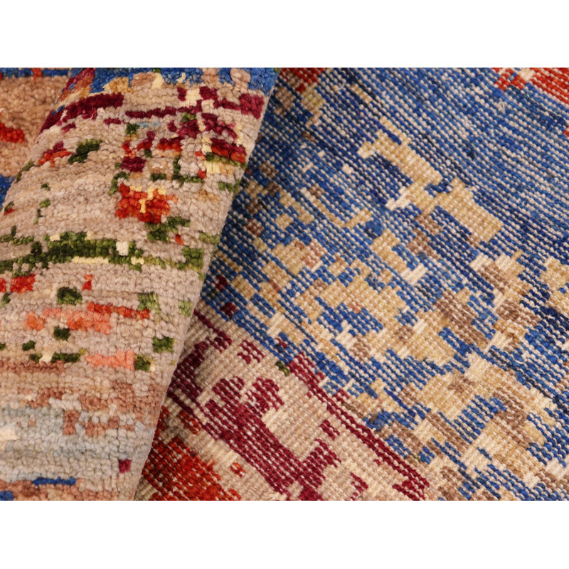 Tapis multicolore en laine noué à la main 7 pi 8 po x 9 pi 11 po