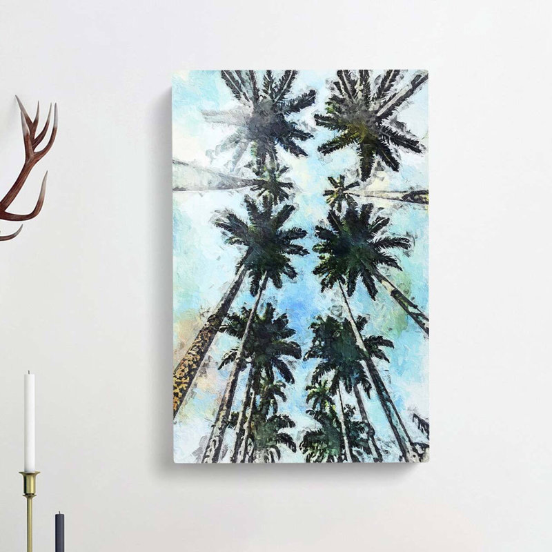 Palm Trees Stretching Upwards In Abstract - Wrapped Canvas, 91cm H x 60cm W x 3cm D