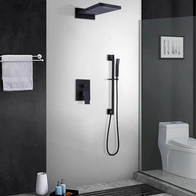 Wall Mounted Complete Shower System With Pressure Balanced Valve And Slide Bar