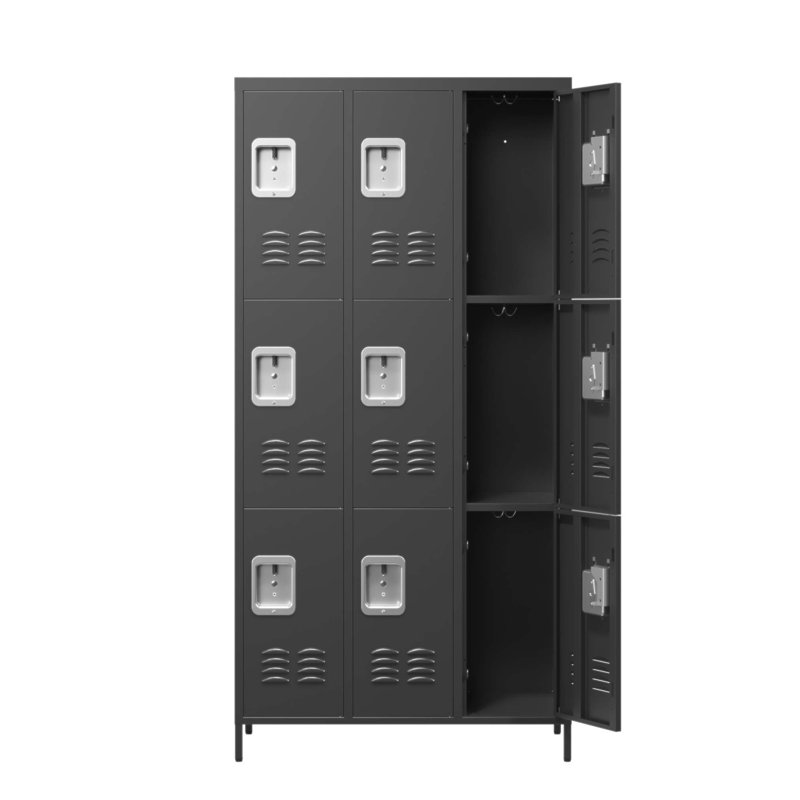 Casiers en métal 9 portes H 72 "avec serrure pour employés, école, bureau, gymnase, chambre à coucher, armoire de rangement, gris