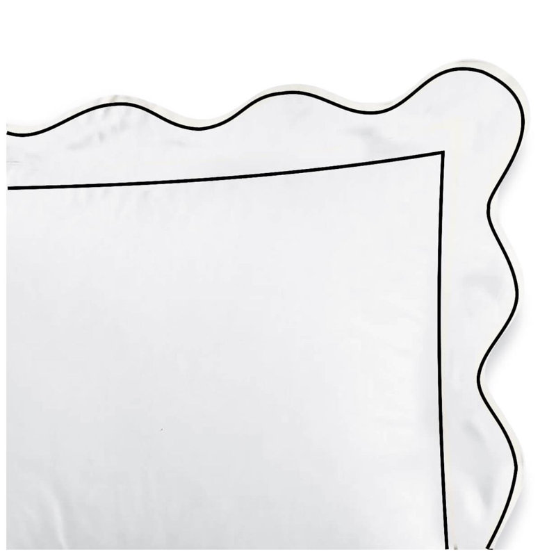 400TC Cotton Scallop Embroidery & Border Sateen Solid Duvet Cover Set, Twin XL Duvet Cover + 2 Standard Pillowcases