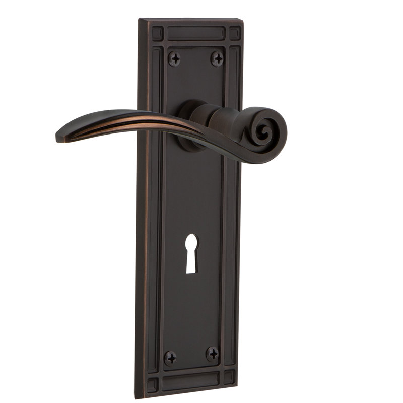 Mission Plate Double Dummy with Decorative Keyhole and Swan Lever, Timeless Bronze