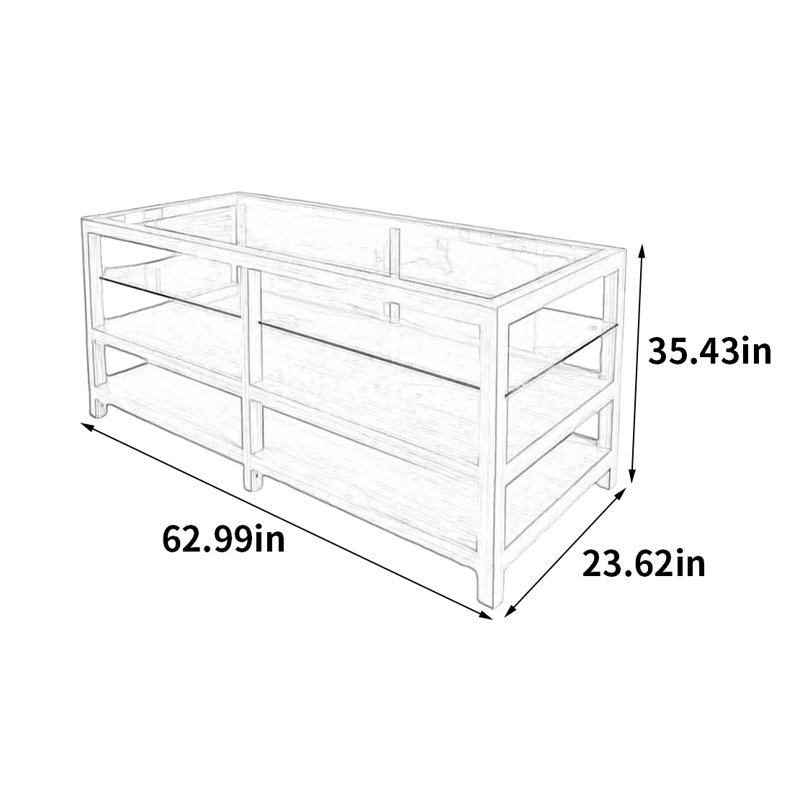 Armoire pour îlot central à bûches, H 35,43 po x l 62,99 po x P 23,62 po