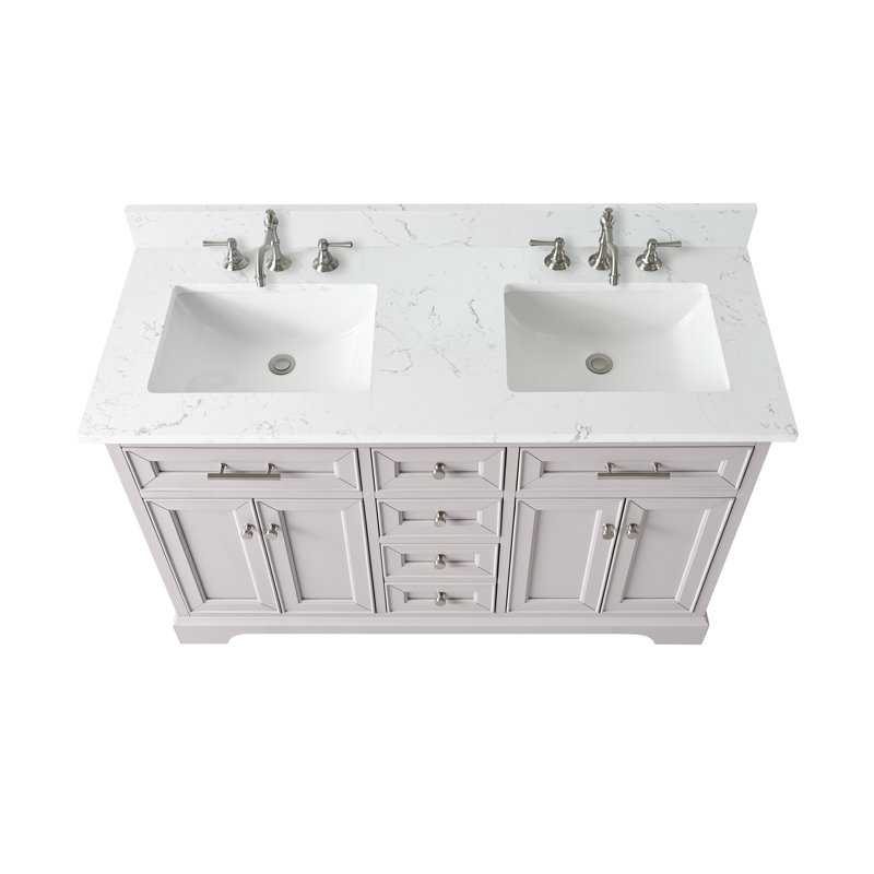 Thompson 54" W Double Bathroom Vanity, Taupe/Brushed Nickel