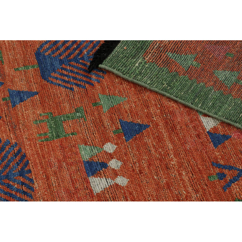 Burano Hand Knotted Wool Animal Print Area Rug, Runner 3' x 8'