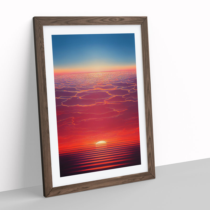 Dazzling Sunset - Single Picture Frame Print, 46cm H x 34cm W x 2cm D, Walnut
