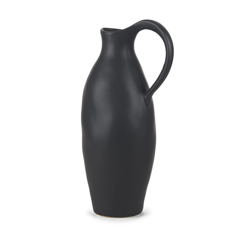 15" Black Ceramic Bud Jug Vase
