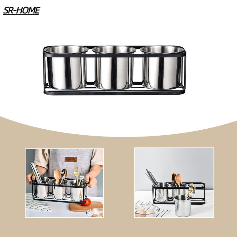 BEAUTY DEPOT 1Pc Utensil Holder Kitchen Knife Holder Rack Multi-Functional  Punch-Free Stainless Steel Hanging Knife Rack Integrated Storage Rack Can  Be Wall-Mounted For Home, Kitchen, Restaurant, 9.25In*4.17In*6.02In