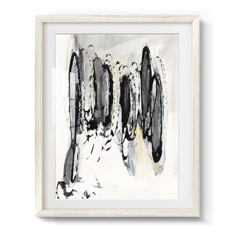 Grey Scribbles I -Framed Print, 28.5" H x 20.5" W, White