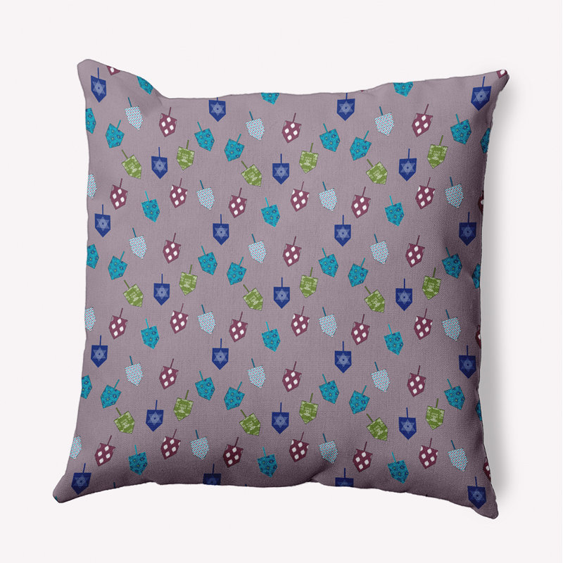 Hanukkah  Floral Polyester Throw Pillow, Square, 16'' x 16''