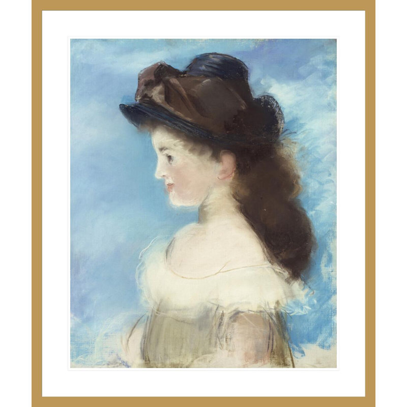 Portrait de coiffé d'un chapeau vu de profil par Édouard Manet, impression giclée encadrée, H 39,62 po x l 33,5 po