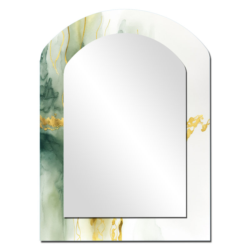 Awakenings In French Moss VI - Grand miroir mural arqué sur métal, 43 po x 33 po