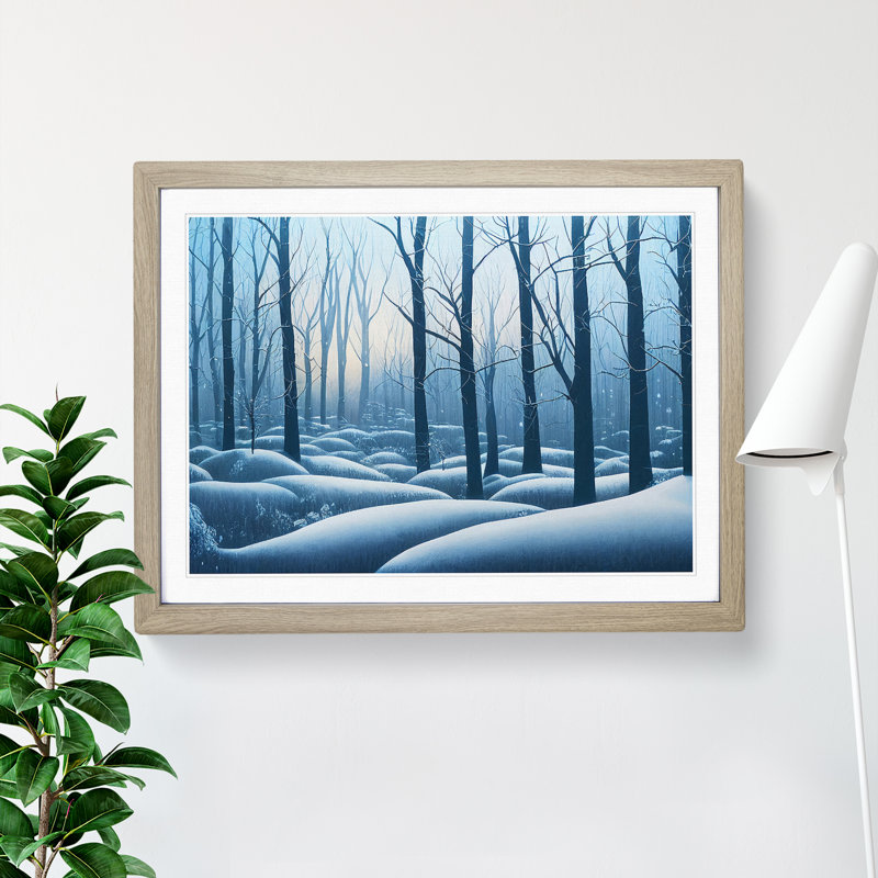 Joyful Winter Forest - Framed Print, 25cm H x 34cm W x 2cm D, Oak
