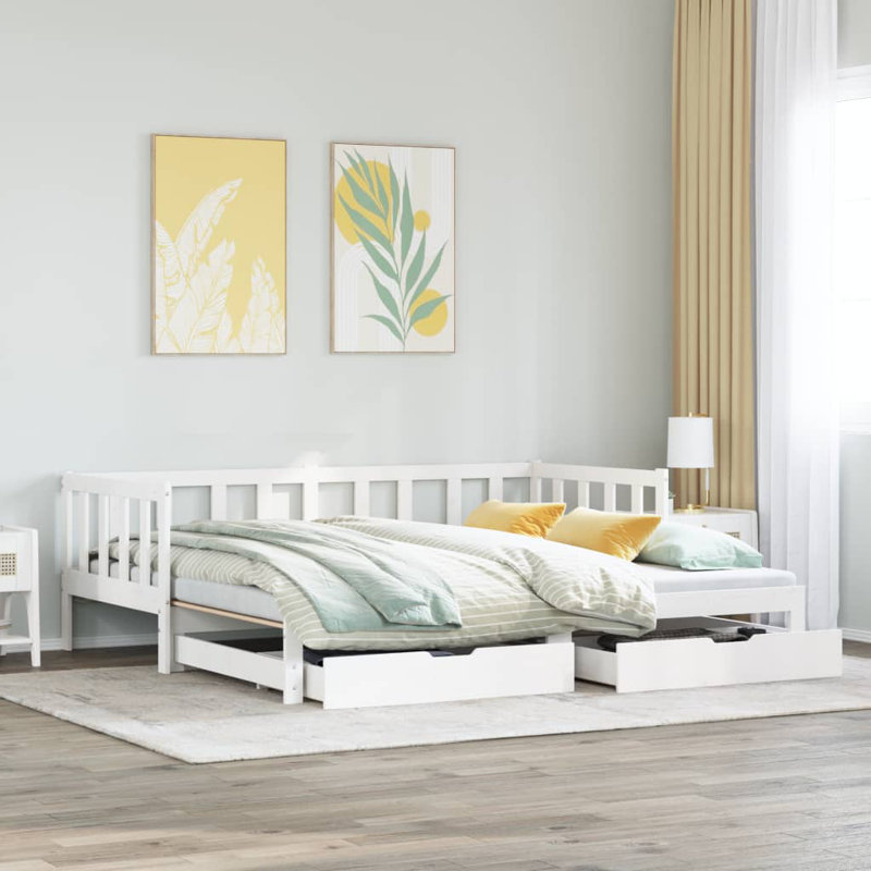 Segura Solid Wood with Trundle, White, European Single (90 x 200cm)