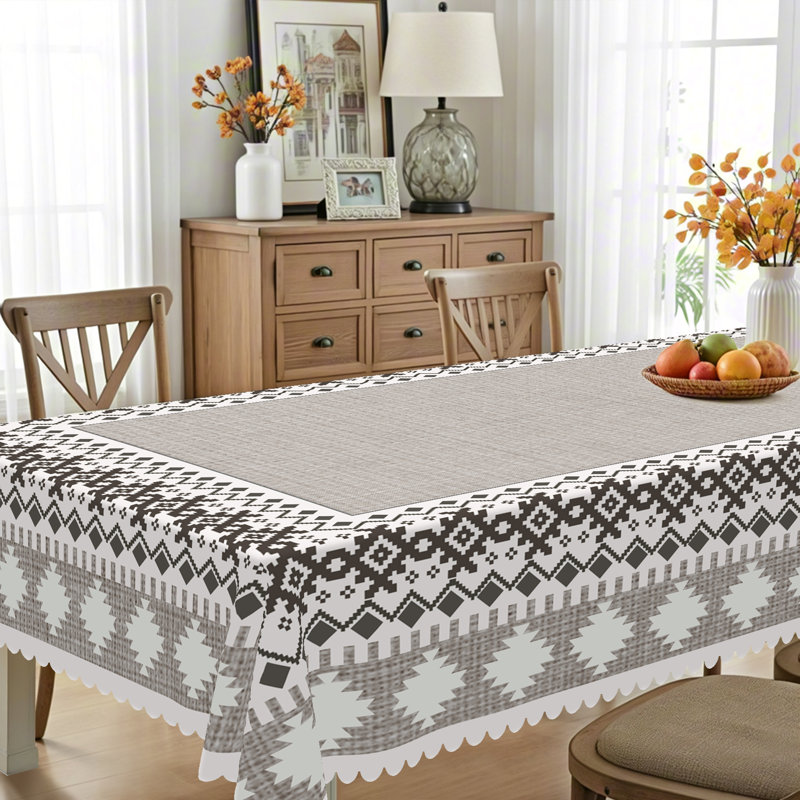 Nappe géométrique, motif à losanges gris minimaliste, nappe rectangulaire lavable, parfaite pour les repas à l'intérieur et les réunions de famille