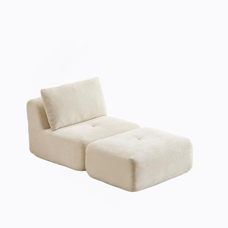 Canapé modulaire en mousse à mémoire de forme moderne modulaire Cloud avec repose-pieds mobile sans assemblage, beige, Beige