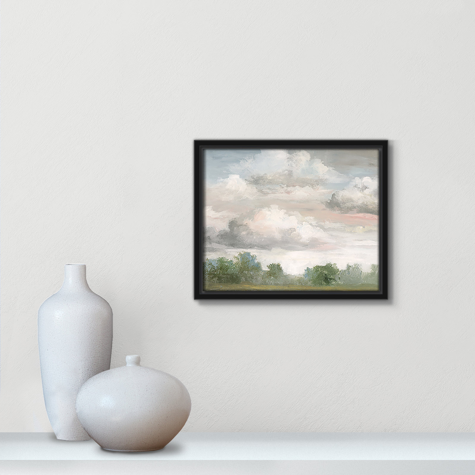 Frangia "Pastel Morning Sky" Print by Nan, 9.5" H x 11.5" W x 2" D, Black Framed