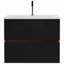 Meuble-lavabo mural noir doux 24 po avec lavabo intégré en céramique avec trop-plein, grand meuble-lavabo flottant de rangement pour salle de bain, pré-assemblé-120330147
