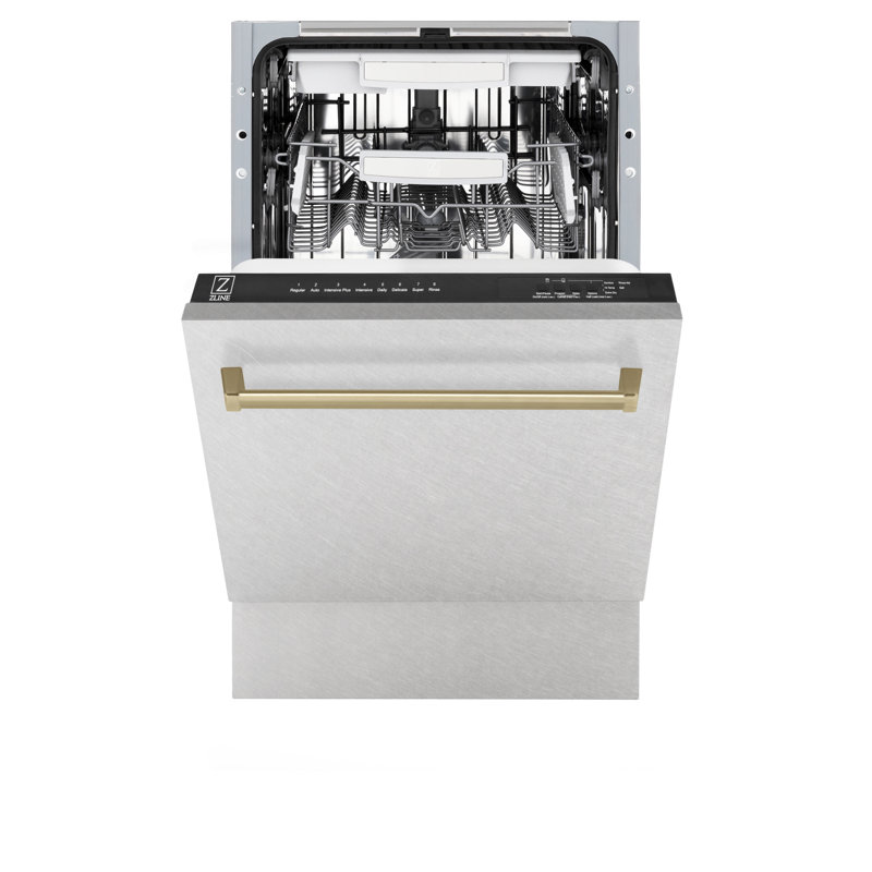 ZLINE Autograph Edition 18” Compact Control Dishwasher in Fingerprint Resistant Stainless Steel, Champagne Bronze